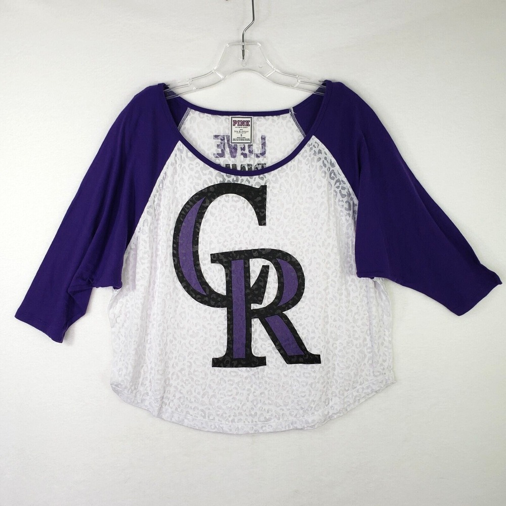 PINK Victoria's Secret Womens‎ Small Colorado Rockies Baseball Jersey Raglan Top